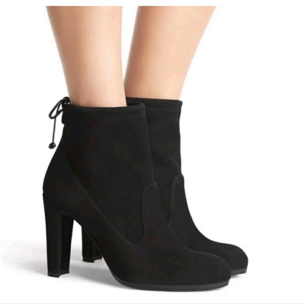 Stuart Weitzman Tie-Back Suede Ankle Boot 3.5” heel